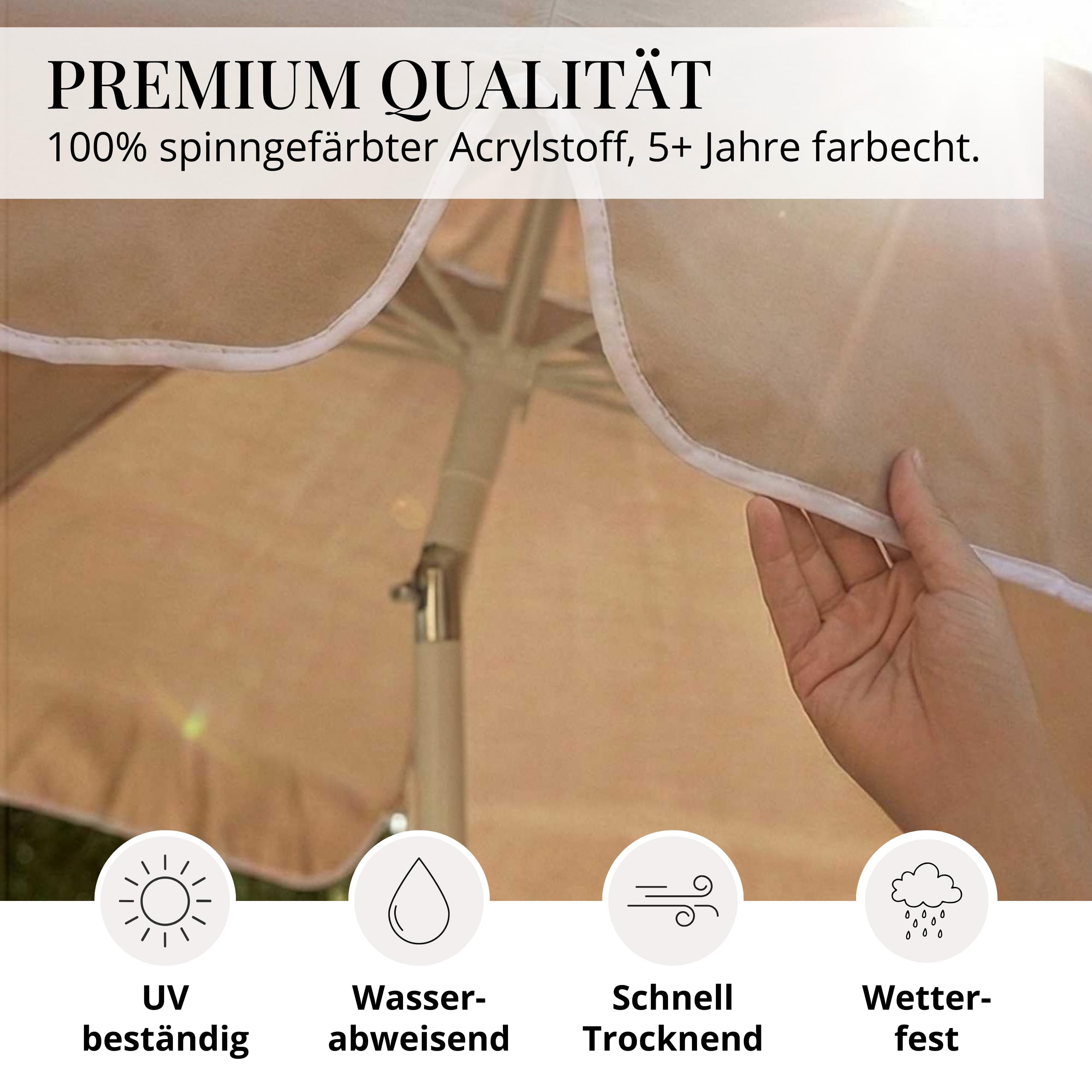 Livlig53 LIVLIG Sonnenschirm 200 cm, Sonnenschirm Balkon und Garten - knickbar mit Schutzhülle, Balkon Sonnenschutz, Gartenschirm oder Balkonschirm mit UV-Schutz, Schirm