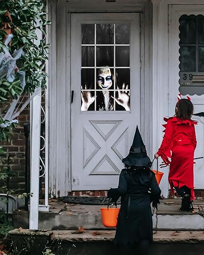 Miniatura 4 de Paquete de 2 cortinas de fantasma femenino de Halloween, cubierta de puerta de ventana, decoración de Halloween, decoraciones de fiesta