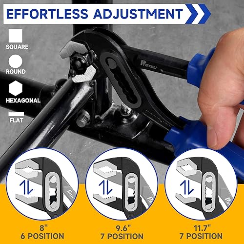 Miniatura 5 de Juego de alicates de 8 piezas con bolsa rodante, alicates de junta de ranura de 12, 10 y 8 pulgadas, llave ajustable de 10 pulgadas, línea de 8