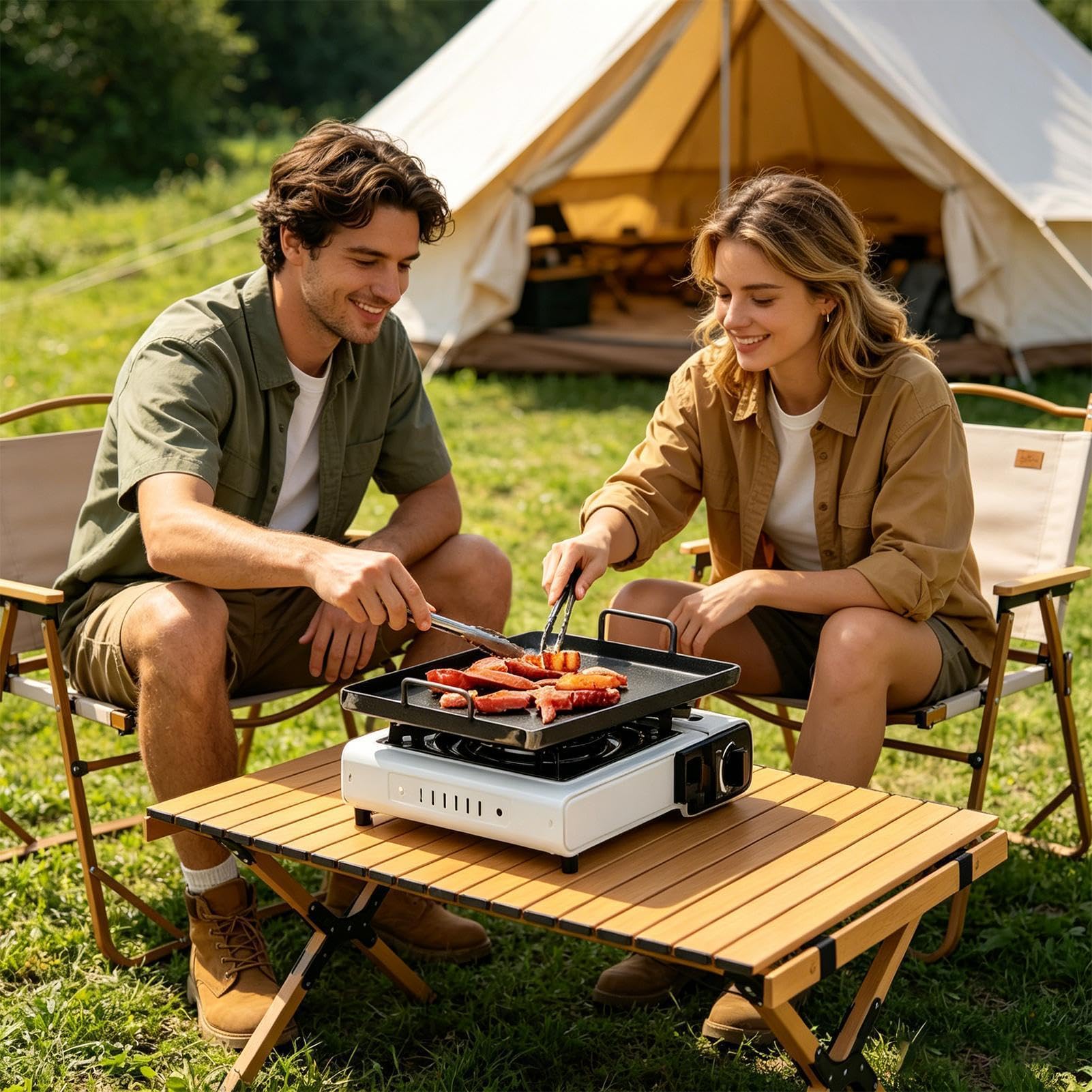 Gusseisen Griddle Backblech,Antihaft Kochgeschirr mit Griffen | Grillpfannen Backblech im Freien | für Grill, Picknick, Innenküche, Restaurant, Brot, Steak