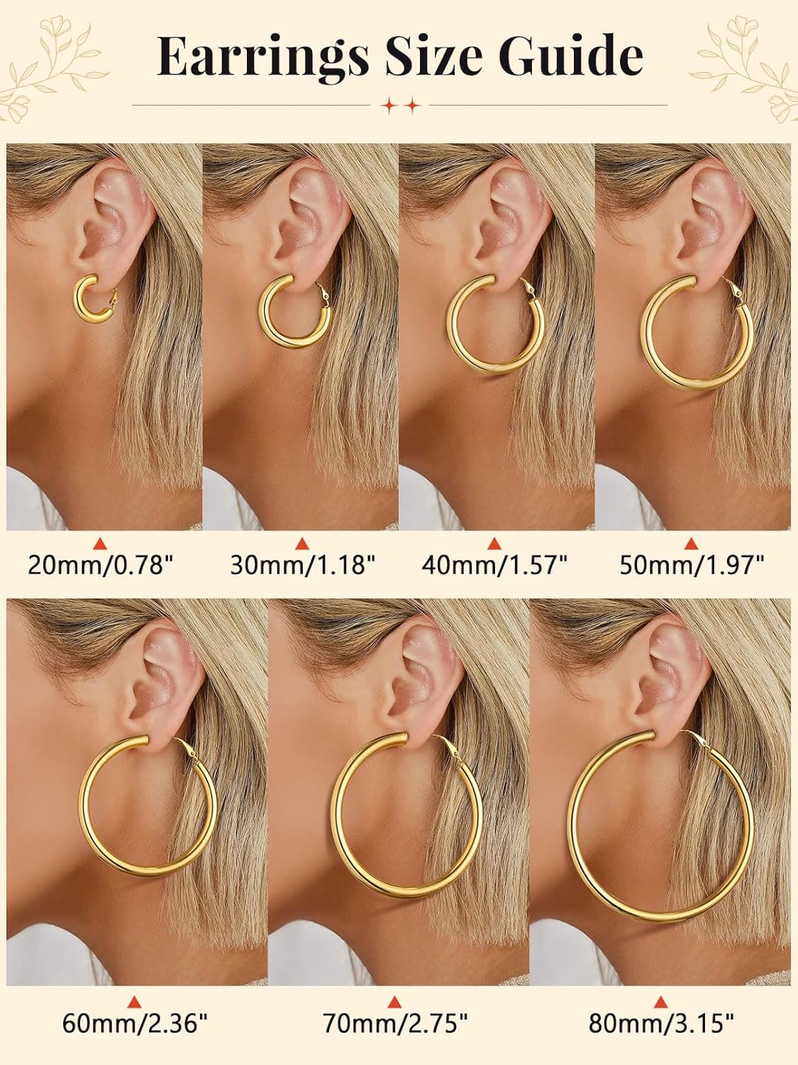 FaithHeart Chunky Hoop Earrings for Women, Silver/Black/14K Gold Plated Stainless Steel Earrings 5mm Thick Hollow Tube Hoops Hypoallergenic Lightweight Earring 20/30/40/50/60/70/80mm - Image 5