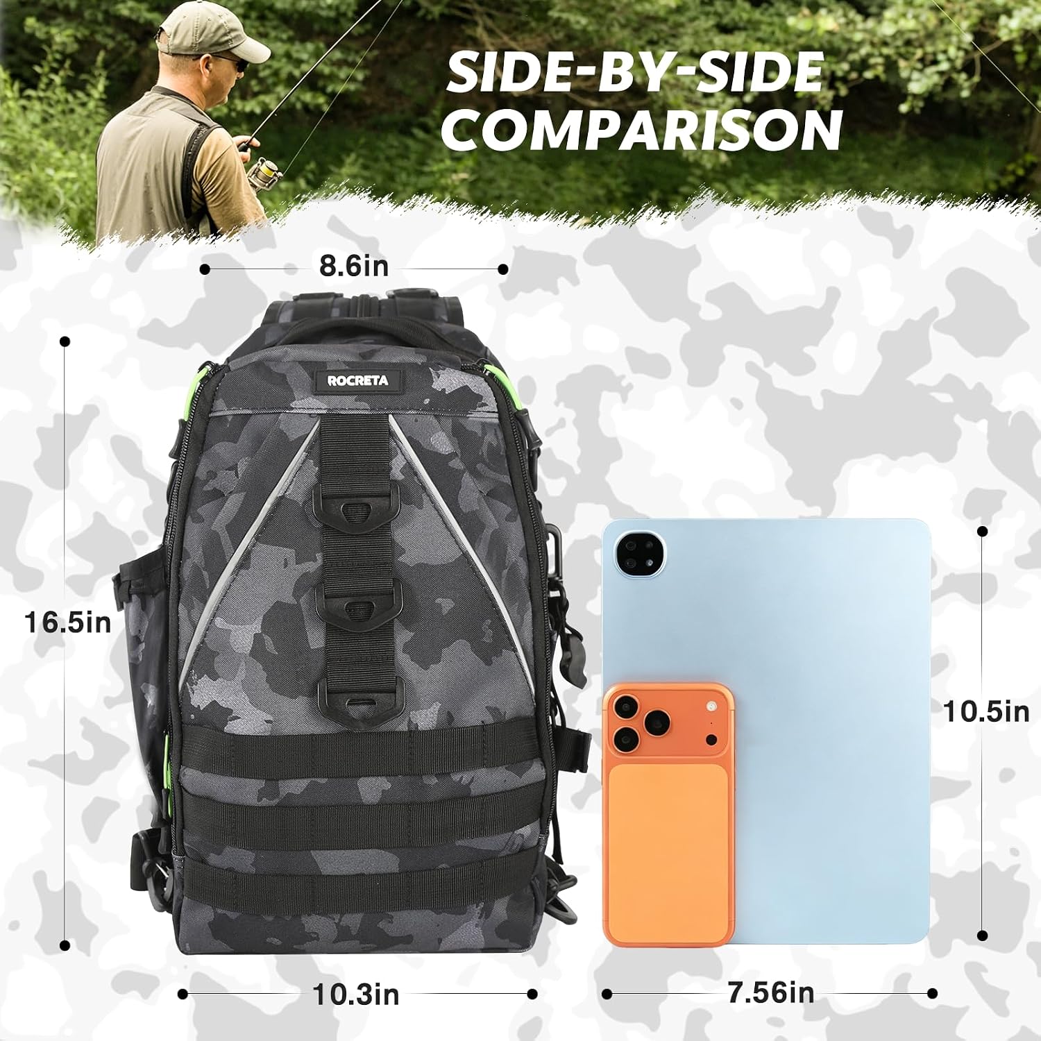 Fishing Backpack with Tackle Boxes,Fishing Lure Kit and Tool | Waterproof Fishing Tackle Bag With Rod Holder, Sling Backpack wtih Fishing Gear, Fishing Gifts for Men Woman Anglers