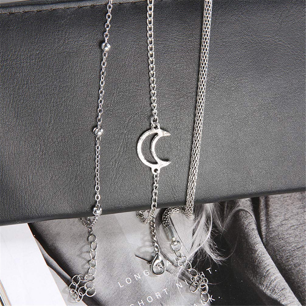 Cavigliera da Donna, cavigliera con Perline di Cristallo per Donna Bracciale con Ciondolo Luna sulla Gamba Cinturino alla Caviglia Cavigliere estive per Ragazze Piede Comodo ed Ecologico