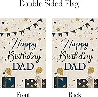 Vista 4 de WeBenison Bandera de arpillera para jardín de cumpleaños de padre, doble cara, 18 x 12 pulgadas, reutilizable, diseño único, ideal para decoraciones