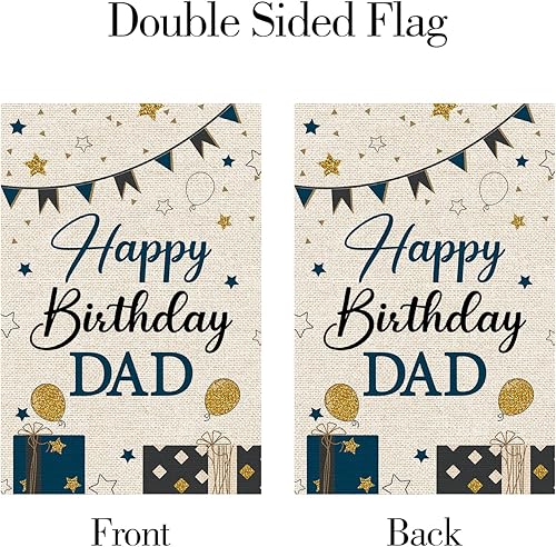 Miniatura 4 de WeBenison Bandera de arpillera para jardín de cumpleaños de padre, doble cara, 18 x 12 pulgadas, reutilizable, diseño único, ideal para decoraciones