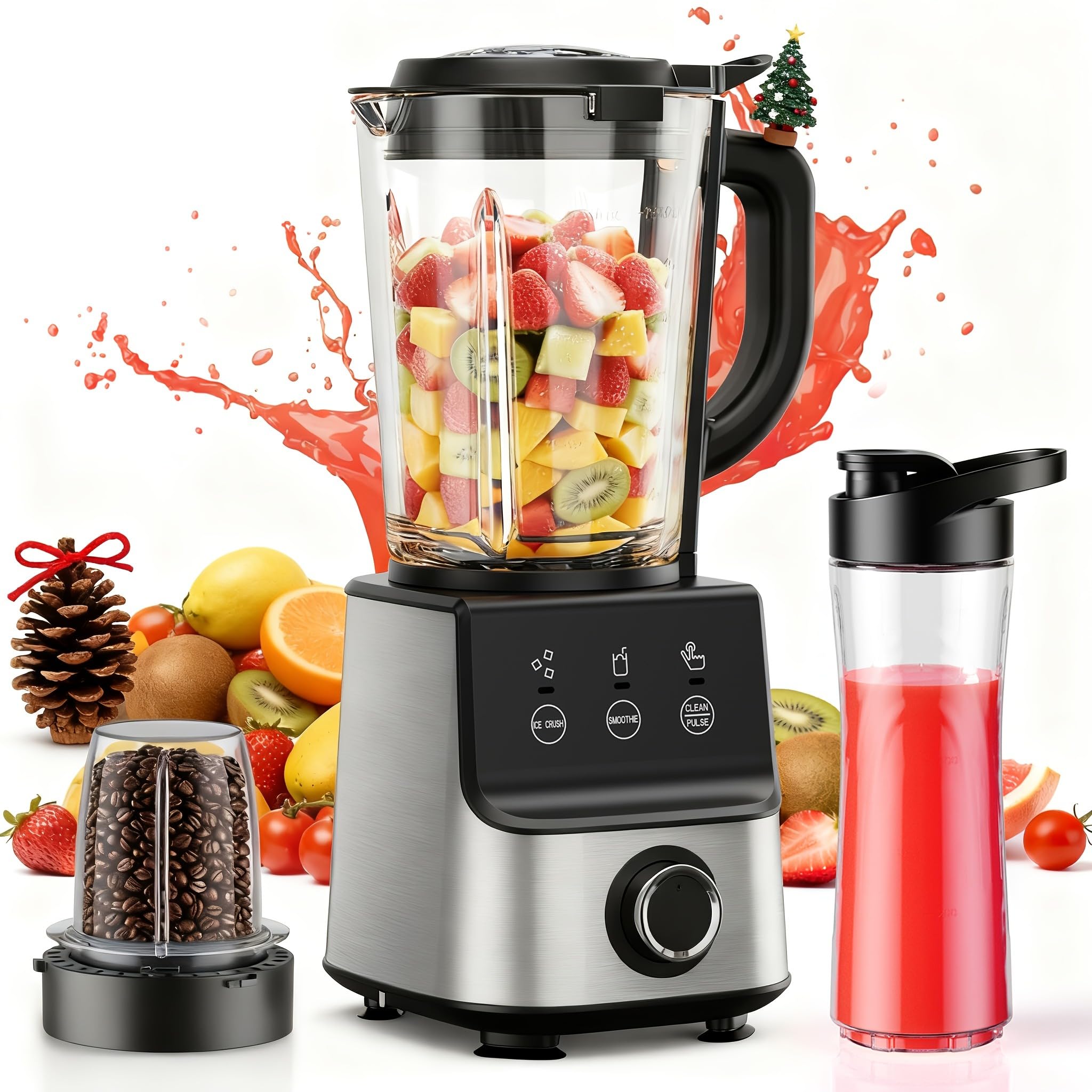 Digital Automatic Program Professional Commercial Blender, Mixer Juicer, Food Processor Ice Smoothies Fruit, with 67.63oz JAR (2)