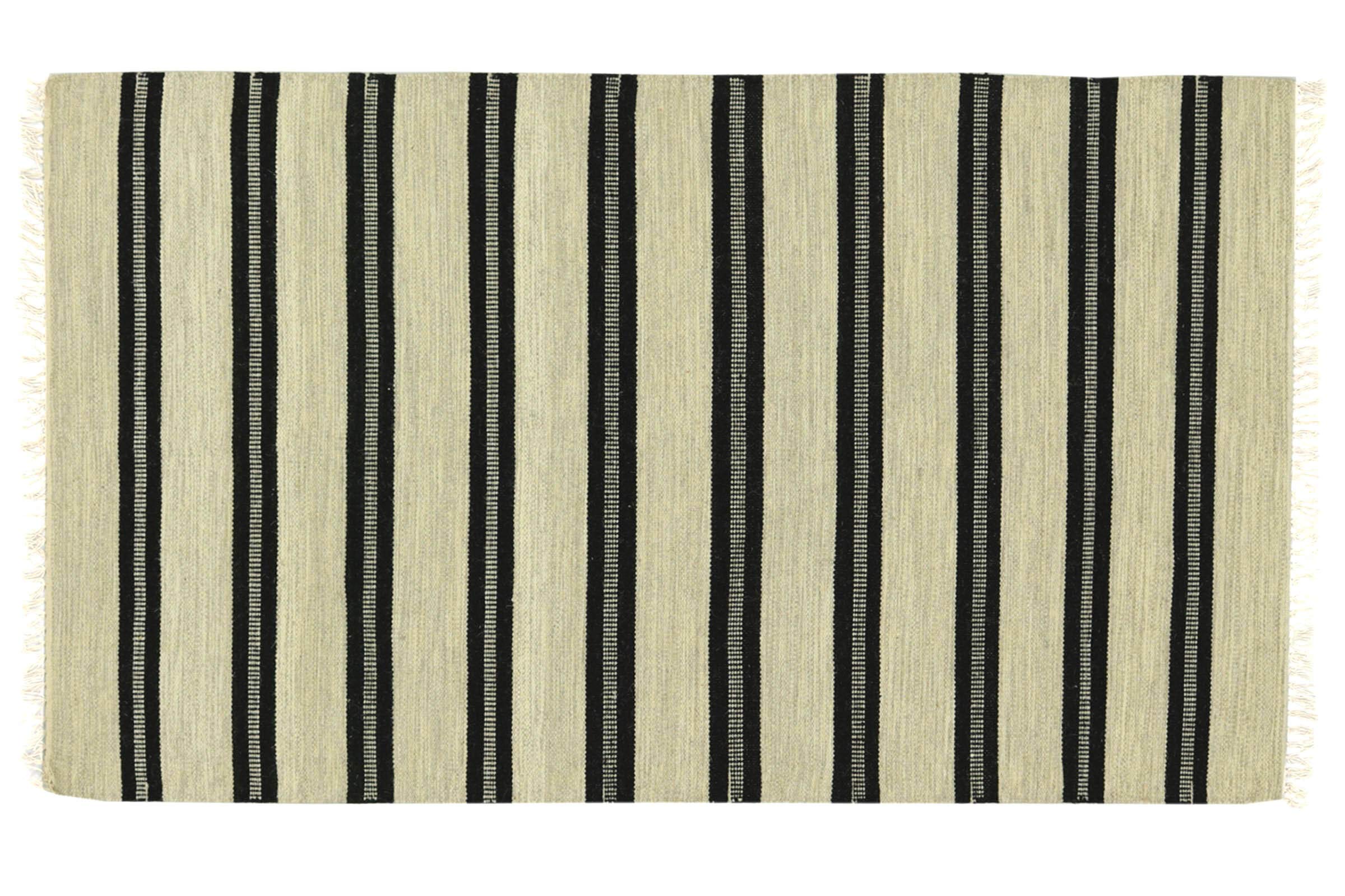 Kelim 180 x 120 Tapis tissé à la main 120 x 180 cm Beige rayé Fait main 10