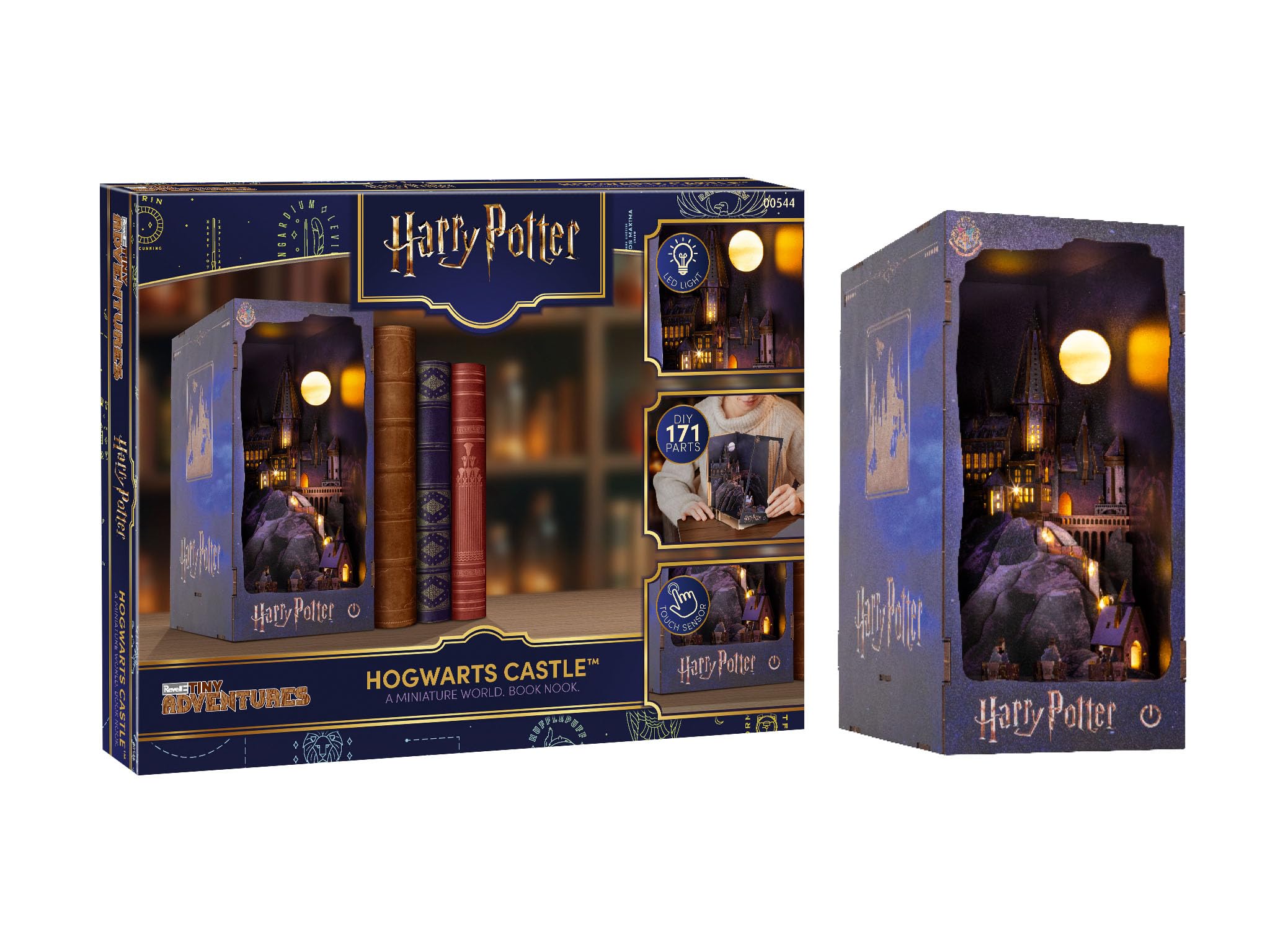Revell Tiny Adventures Tiny Adventures - Harry Potter Hogwarts Castle Book Nook - With LED Lighting, 3D Miniature DIY Wooden Craft