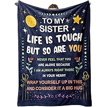 Niyewsor Sister Gifts, Sister Birthday Gifts Blanket, Gift for Big Sisters on Mothers Day, Christmas, to My Sis Life is Tough Soft Throw Blanket, 60" x 50"