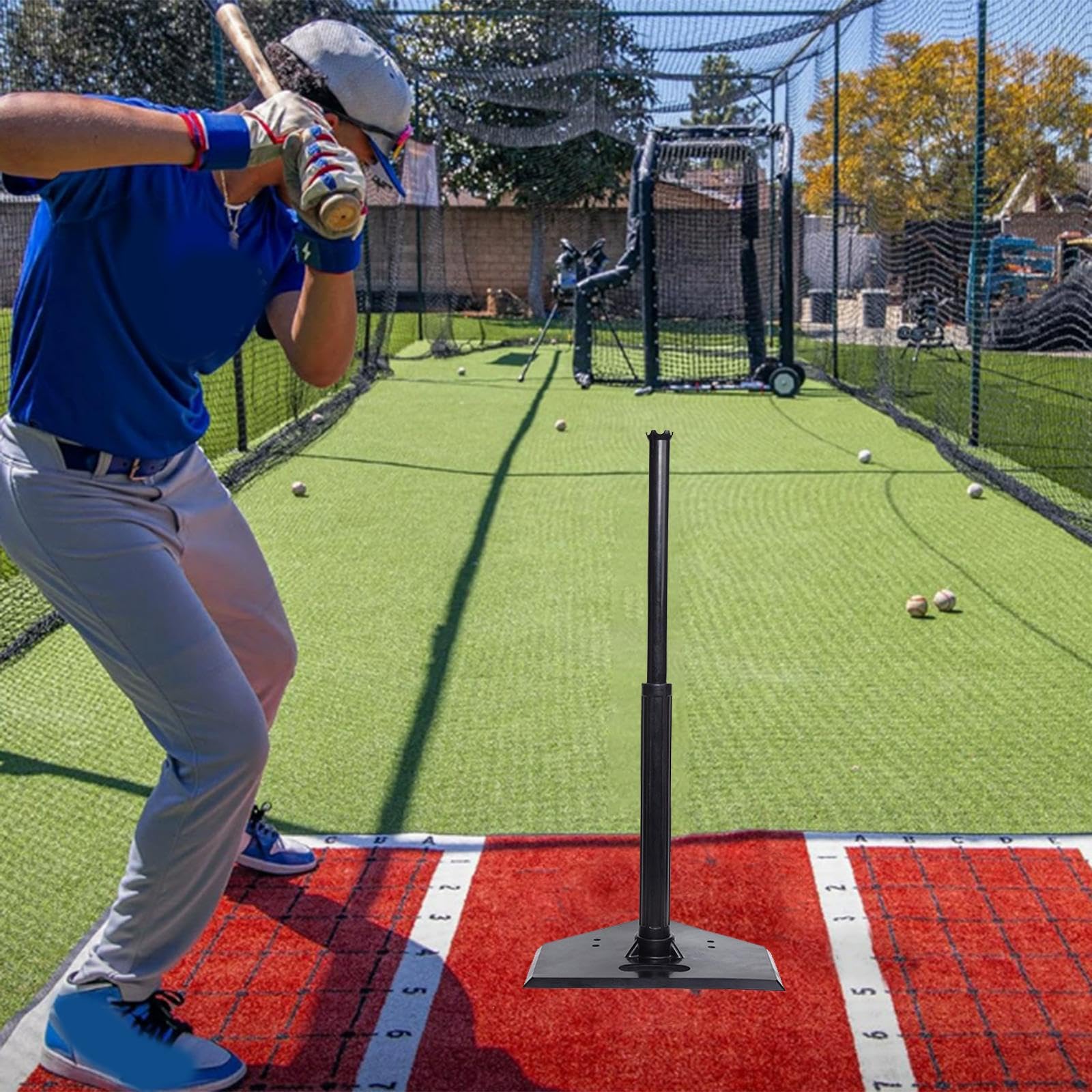 Perfeclan Baseball tee Soporte Entrenamiento Bateo Ajustable Herramienta Goma PVC Portátil Resistente Fácil Montaje Adecuado para Niños Adultos Formación