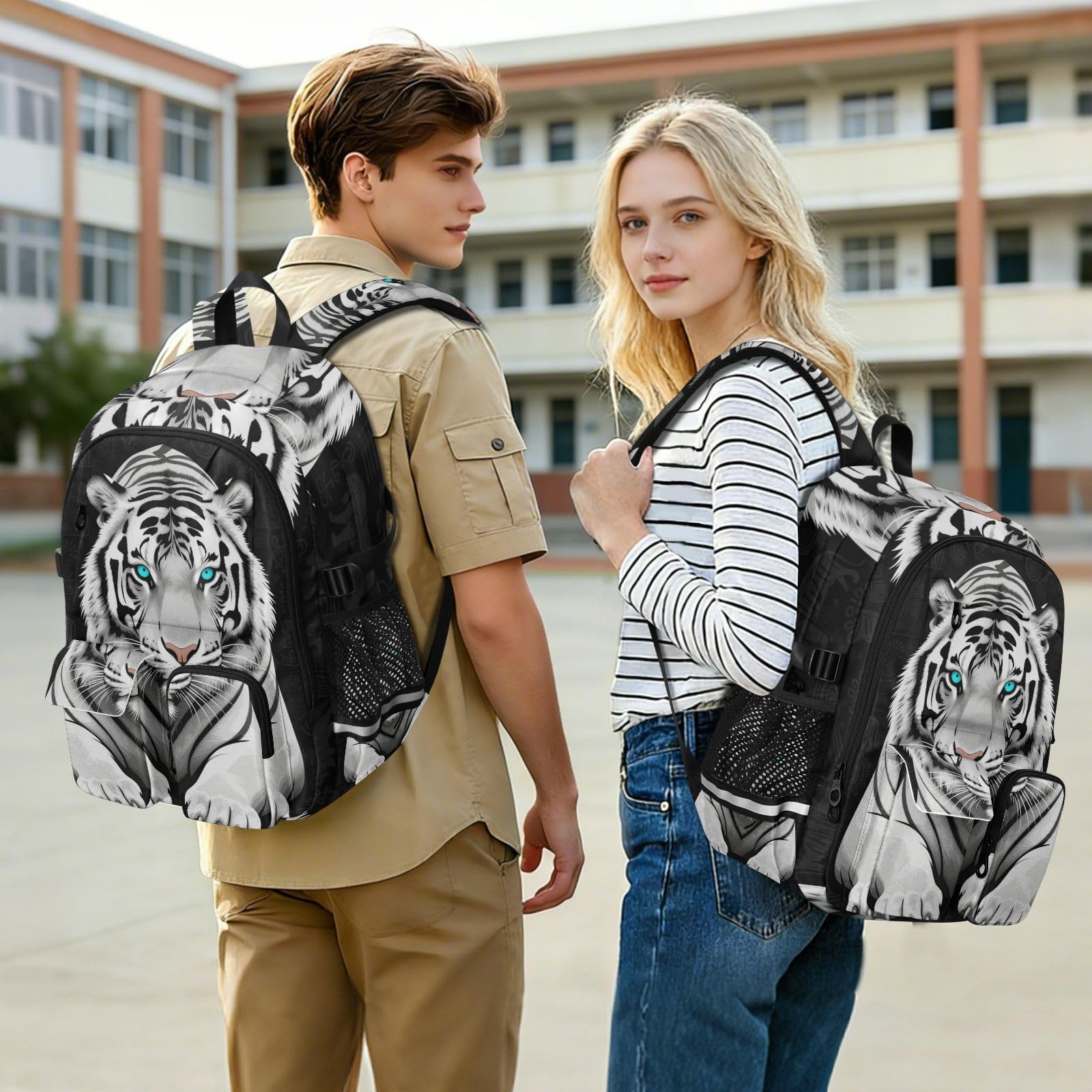 Sac à dos de voyage pour ordinateur portable pour homme et femme Tigres noirs Cool Cartables 44,5 cm Sac à dos avec compartiment pour ordinateur portable Sac à dos bagage