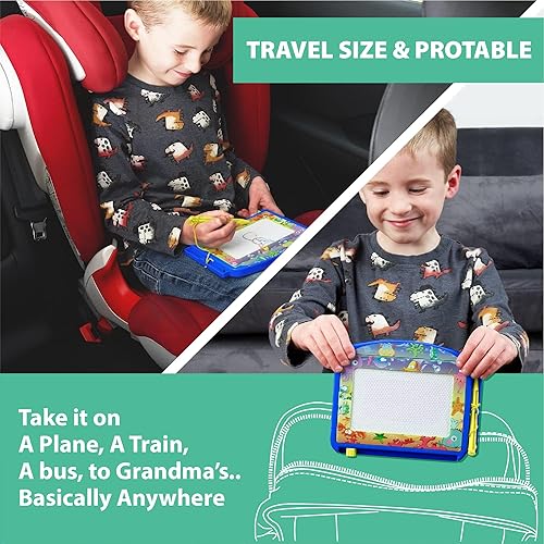 Miniatura 7 de Chuchik Toys - Juego de tablas de dibujo magnéticas para niños y niños pequeños. El bloc de escritura grande de 15.7 pulgadas viene con un tablero