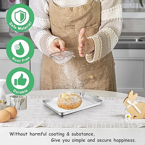 Miniatura 3 de Joyfair - Bandeja para hornear de 9 pulgadas, bandeja de horno tostadora de acero inoxidable, utensilios para hornear profesionales para galletas,