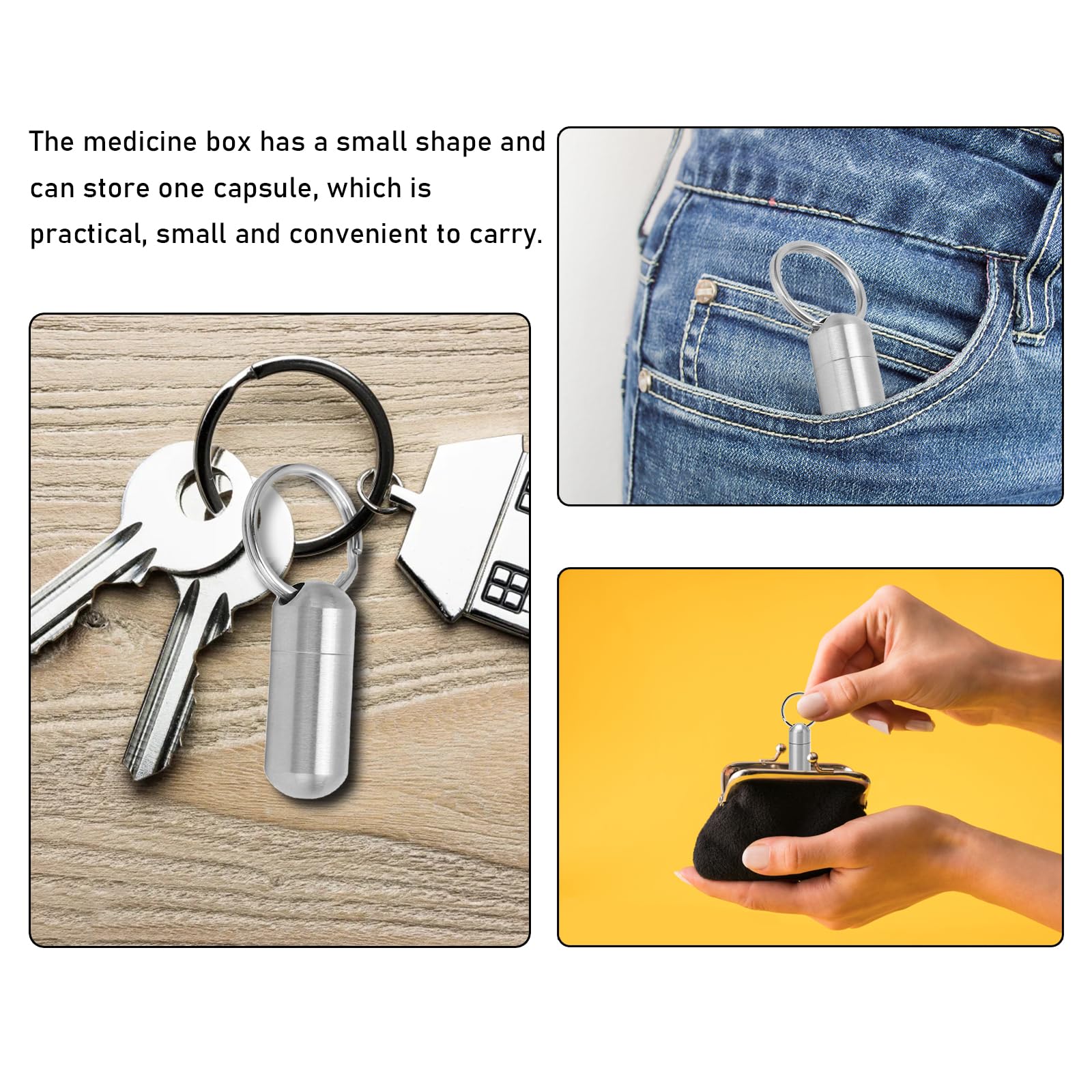 Portapillole Portachiavi In Acciaio Inox - Impermeabile, Piccolo Per Medicine E Vitamine - Foto 13