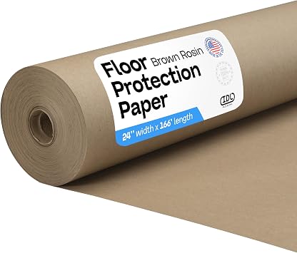 Brown Rosin Masking Paper 24" x 1992" 166 feet, 332 sq.ft. Thick Floor Covering 66 lb Thickness - USA-Made Masking Paper for Painting and Construction, Surface Protection by IDL Packaging