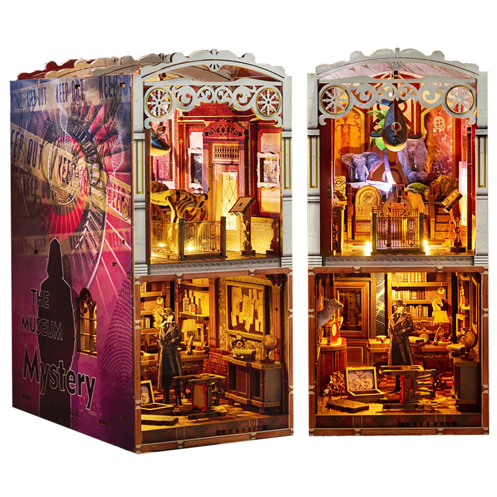 Spilay DIY Puppenhaus-Bücherregal Mit LED-Beleuchtung – 3D-Holzpuzzle Für Erwachsene, Miniatur-Dekoration Zum Selberbauen (Modell SQ06)