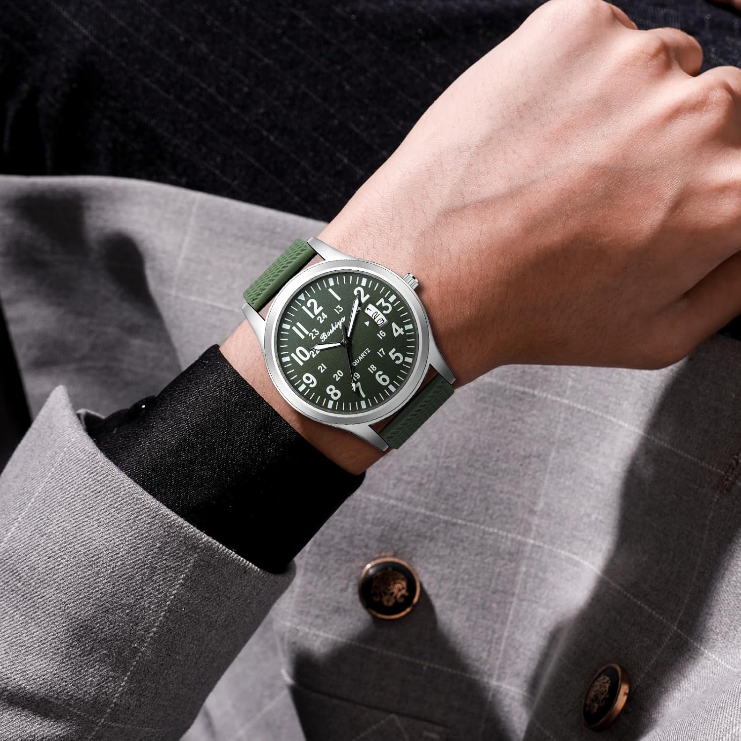 BOSHIYA Mens Watches Unisex Military Sports Watches for Men Analog Quartz Luminous Mens Watch Waterproof Army Tactical Casual Wristwatch