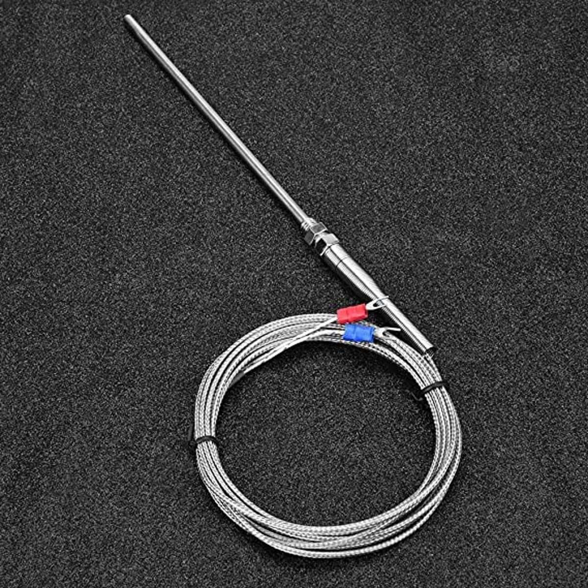 Melfi K type Thermocouple M8 Thread Type K Thermocouple 102mm Probe Temperature Controller Stainless Steel Sensor Wire 0-800(2m)