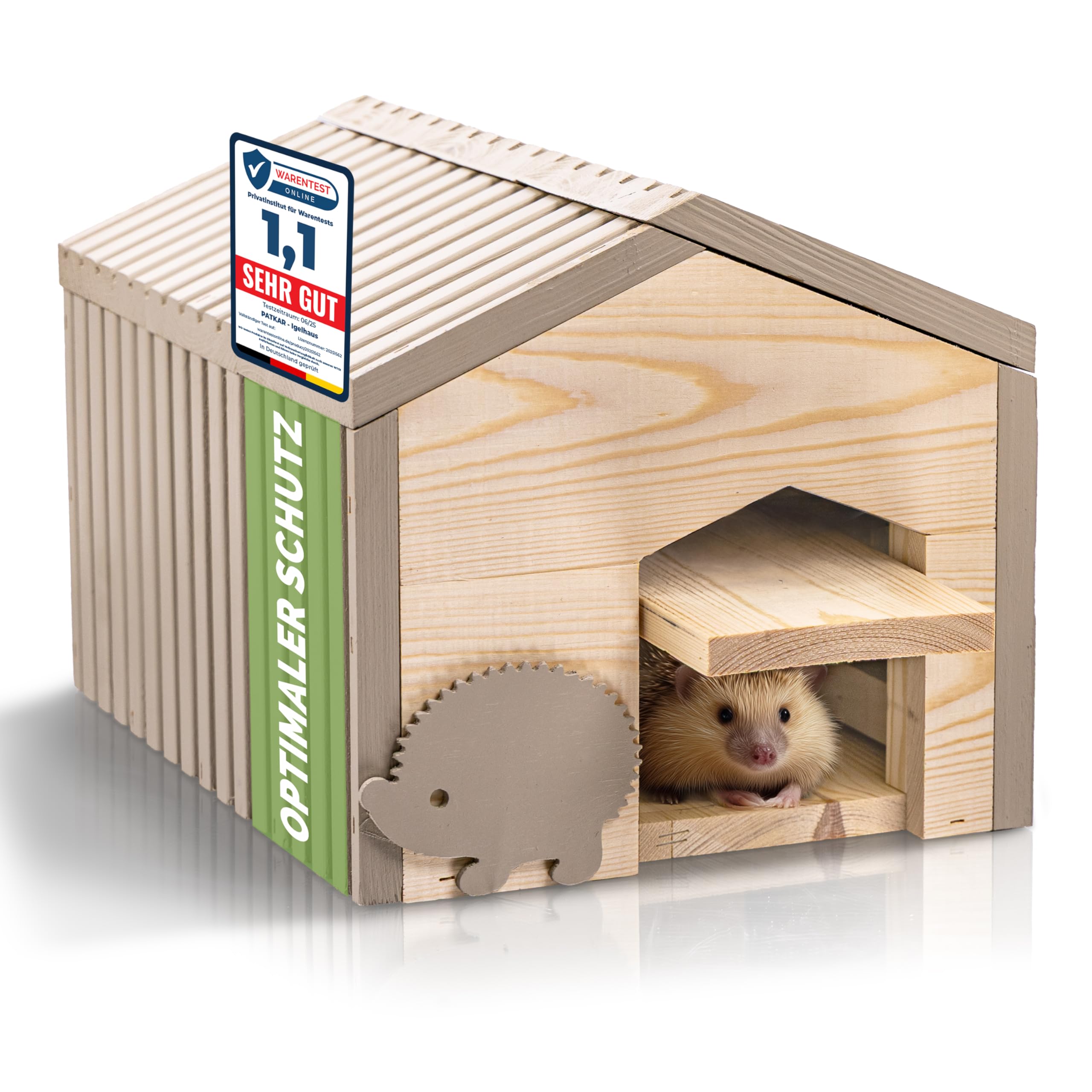 PATKAR Igelhaus Winterfest mit Boden Premium Igelfutterhaus Made in Europe Igel Schlafhaus Igel Futterhaus Igelhotel