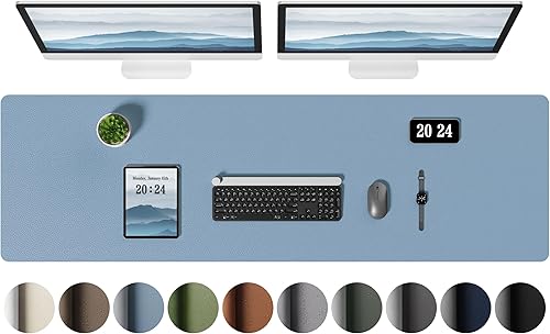 Miniatura 45 de Aothia Protector de escritorio de cuero - Alfombrilla grande para mouse, alfombrilla de oficina, secante antideslizante de cuero PU, almohadilla de