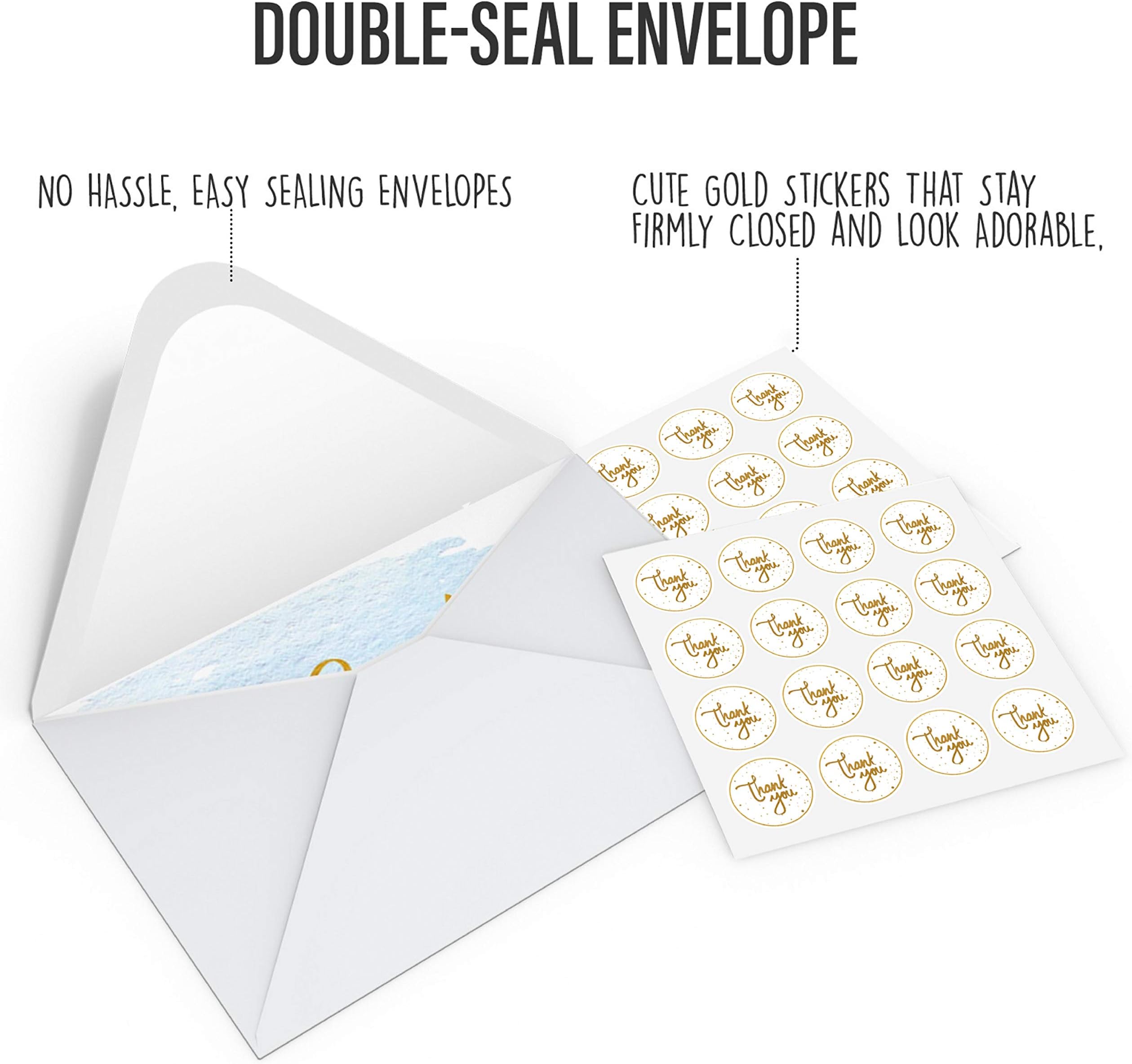 Gold And Watercolor Thank You Cards for Thank You Notes! Bulk Set of 48 Blank Cards with Envelopes for Baby Shower Note Cards, Wedding Thank You Cards and Bridal Shower Thankyou Card