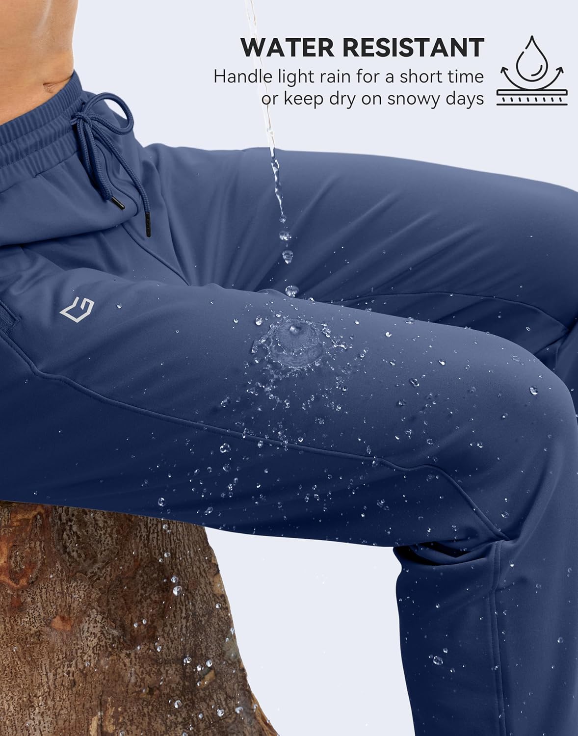 Men's Fleece Lined Winter Pants 32"/34"/36" Inseam Tall Sweatpants with Zipper Pockets Warm Athletic Joggers Men - Image 6