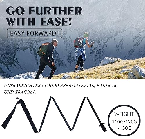 Miniatura 5 de Bastones de senderismo ultraligeros de fibra de carbono Bastones de senderismo ajustables de 5 secciones con puntas antigolpes, empuñaduras