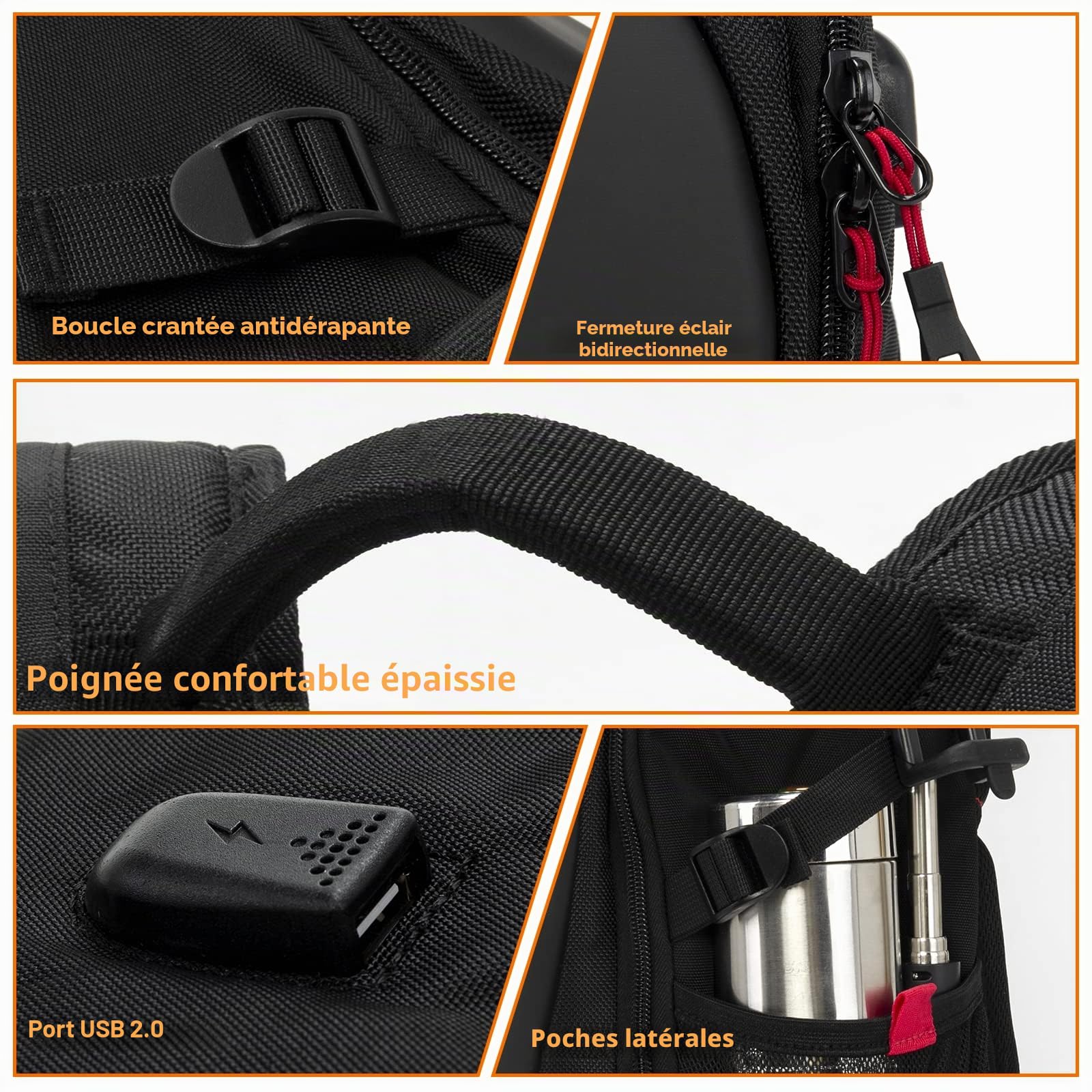 KINGLONG Sac à Dos de Moto de Jeu à Coque dure, Sac à dos Travel | Ordinateur Portable 15-17,3 Pouces avec Port de Charge USB Antivol Imperméable Voyager Hommes Travailler Entreprise Extérieur