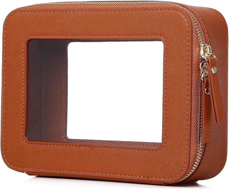 Necessaire transparente Pinkmik retangular D/Brown, tamanho M