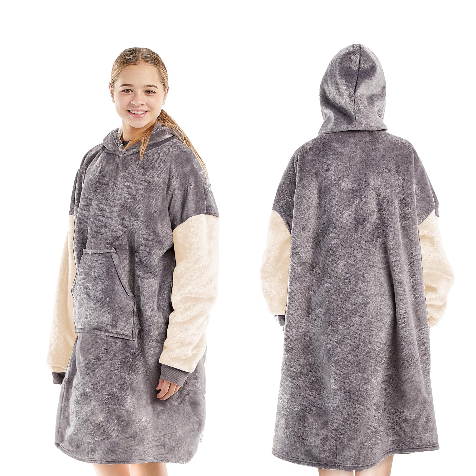 KEPLIN Oversized Blanket Hoodie, Thermal & Soft Hoodie Blanket with Sherpa Lining, Large Pocket & Elasticated Cuff Sleeves