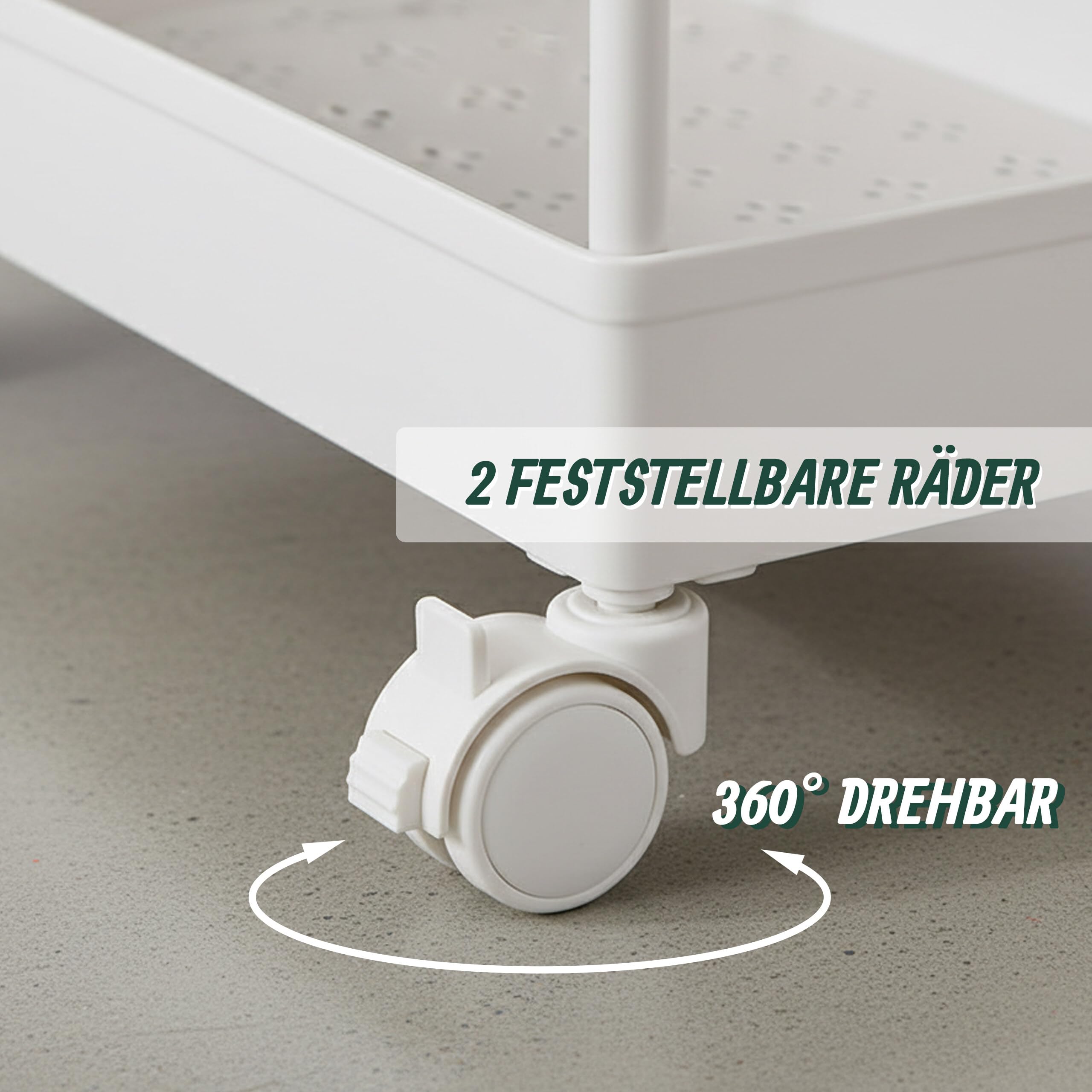 Relaxdays Rollwagen, 3 Etagen, Servierwagen, Küchenwagen Bad & Büro, Rollregal, HBT: 62,5x40x22 cm, Bastelwagen, weiß
