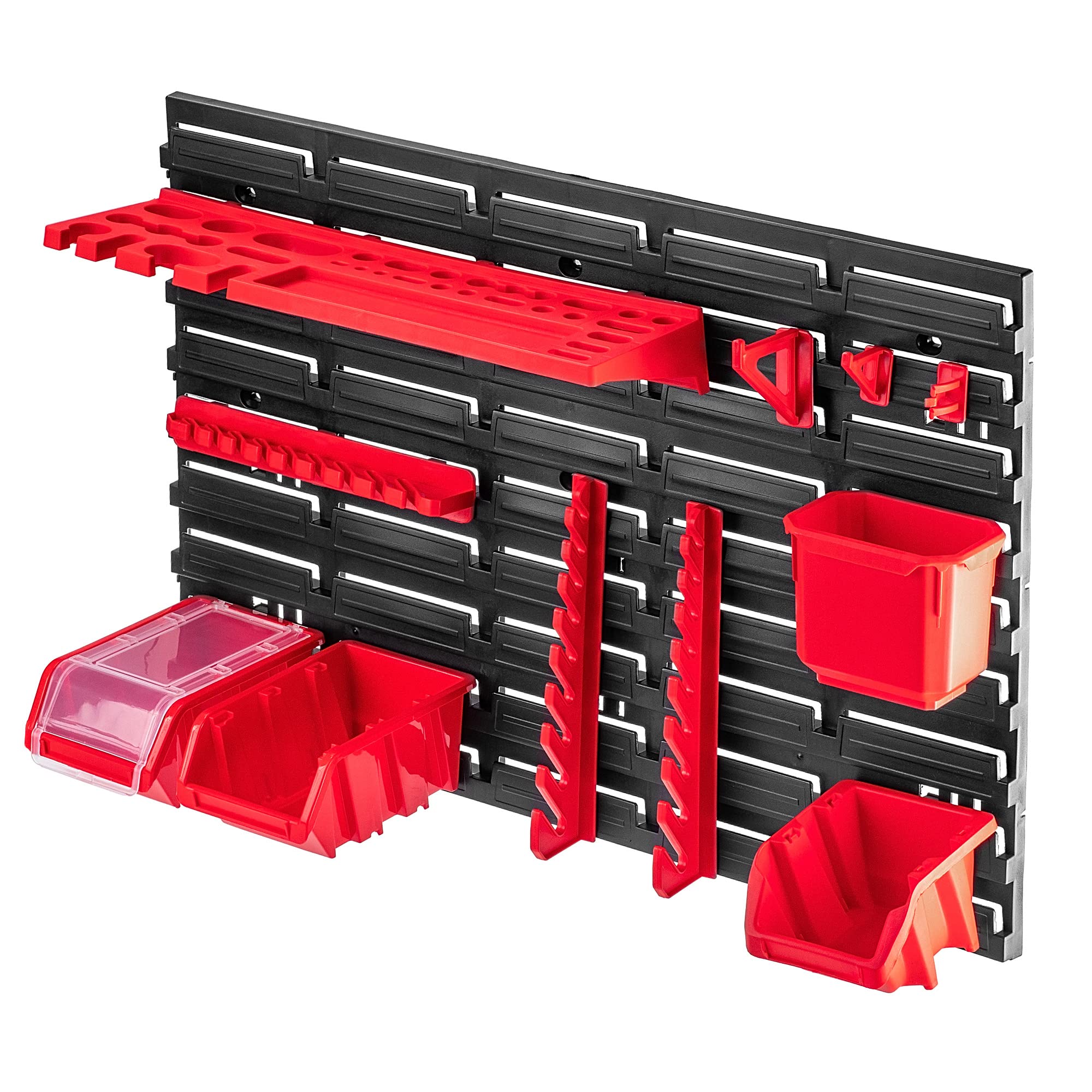 KADAX Pared de herramientas, sistema de almacenamiento de plástico PP, estantería de pared en diferentes tamaños, estantería de pared de taller con cajas de almacenamiento (116 x 78 cm)
