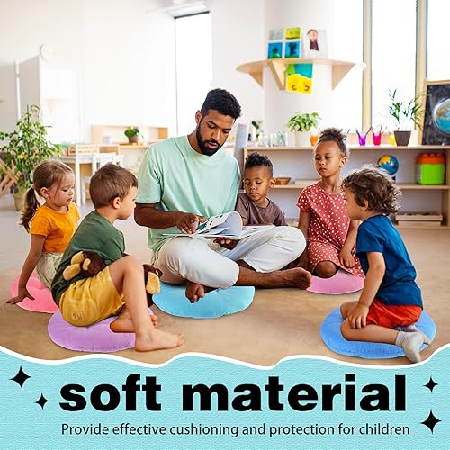 Miniatura 5 de Gerrii 12 cojines de suelo flexibles para el aula, cojines flexibles para niños en casa, escuela, aula, guardería, guardería (color brillante,