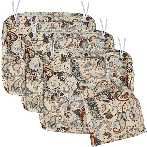 NettyPro - Fundas de cojín de repuesto para sillas de patio, resistentes al agua, protección UV, con cremallera y lazo, 19 x 19 x 4 pulgadas, estilo