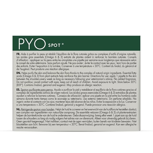 Foto 2 de 8 de Dermoscent PYO Spot Pipetas Purificantes para Perros 10-20 kg 4 x 1,2 ml
