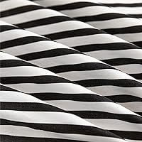 Vista 4 de JELLYMONI Juego de funda de edredón de 3 piezas de 100 % algodón natural, funda de edredón blanca con patrón de rayas negras, con cierre