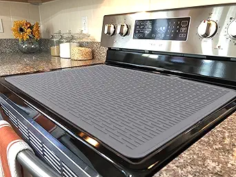 Stove Top Cover for Electric Stove - Silicone Stove Mat for Glass Top, Glass Cooktop Protector, XL Dish Drying Mats For Kitchen,Oven Covers for Electric Stove (Gray,28 x 20)