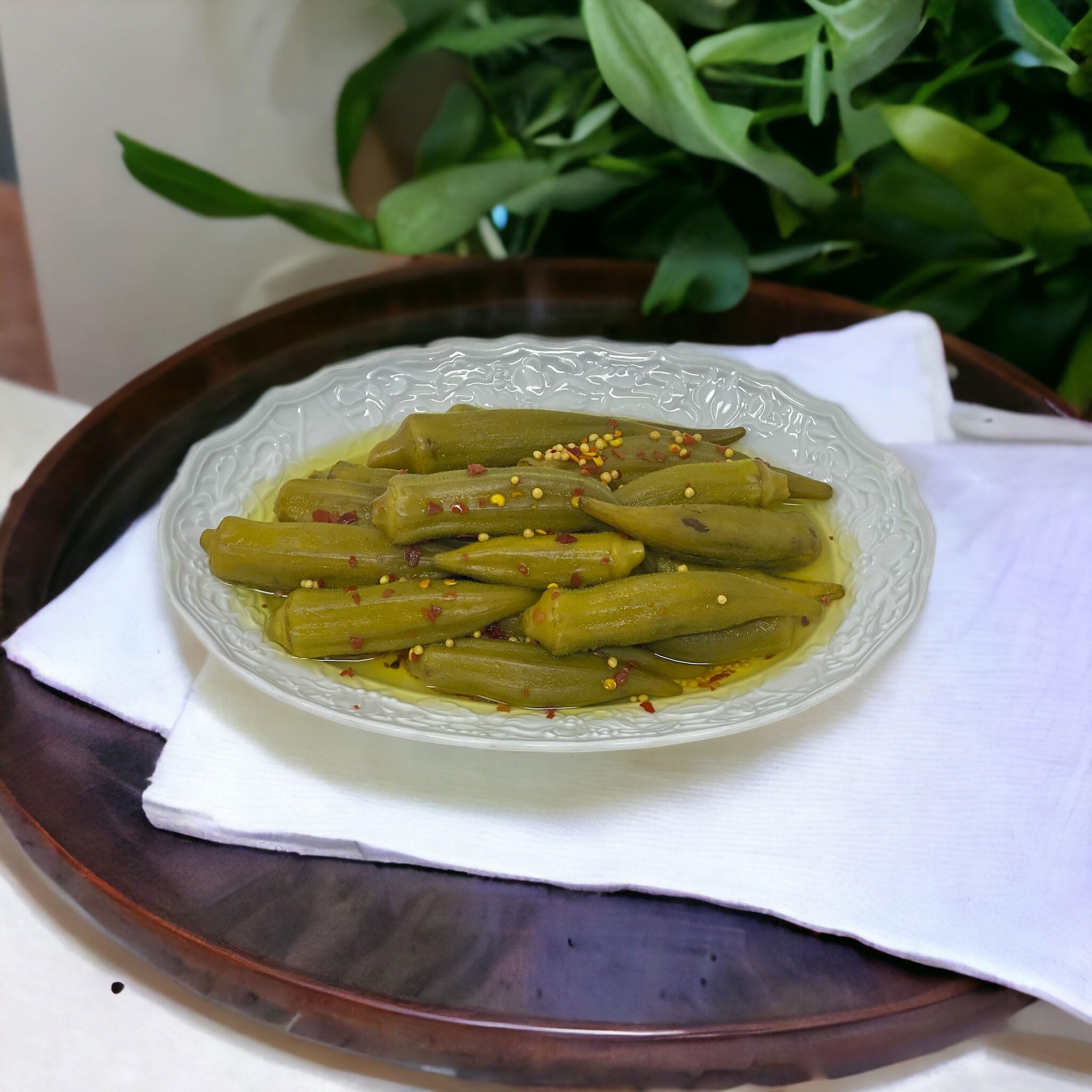 Lara's Crisp and Hot Pickled Okra – (Pack of 1, 16 fl oz) – Zesty Southern Style Spicy Okra, Ideal for Charcuterie Boards, Gourmet Snacks, and Cocktails – Gluten-Free, All-Natural, Vegan-Friendly