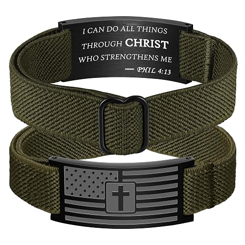 Jesvo Stocking Stuffers - Gifts Ideas for Teen Boys Men, American Flag Cross Christian Bracelets, Christmas Stocking Stuffer for Kids Tween Teenage Boy
