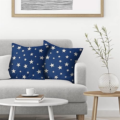Miniatura 3 de CXMEIFLY Juego de 2 fundas de almohada de 18 x 18 pulgadas para el Día de los Caídos, Día de la Independencia, decoración de estrellas azules y