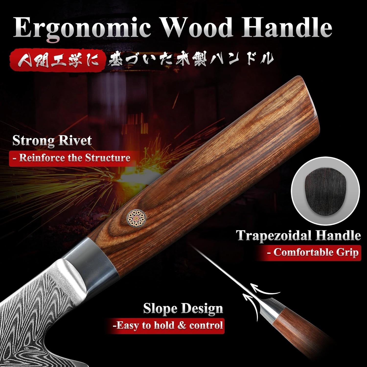 Dragon Creek Damascus Kiritsuke Knife - Japanese Kiritsuke Chef Knife for Meat Vegetable Cutting Birthday Christmas Thanksgiving Gift for Mom or Dad