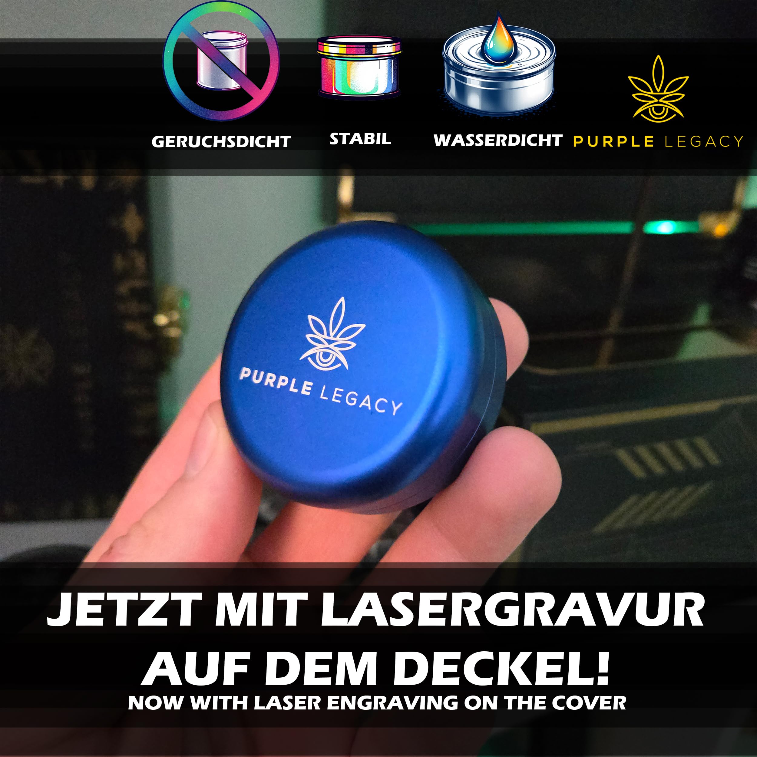 Scatoline In Alluminio Impermeabili Purple Legacy - 2 Pezzi, 55x24 Mm, Per Pillole, Erbe E Spezie