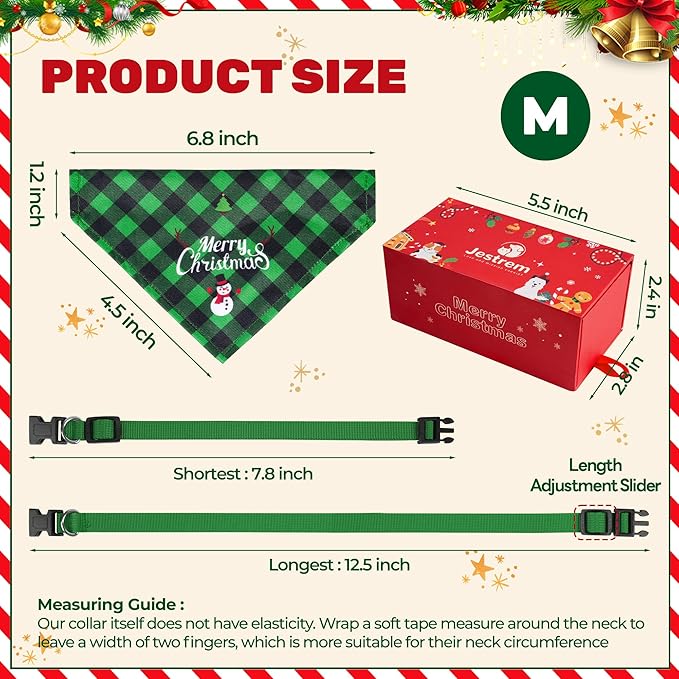 Pañuelo triangular reversible para perro, talla M, verde, cierre de seguridad, caja regalo miniatura 2