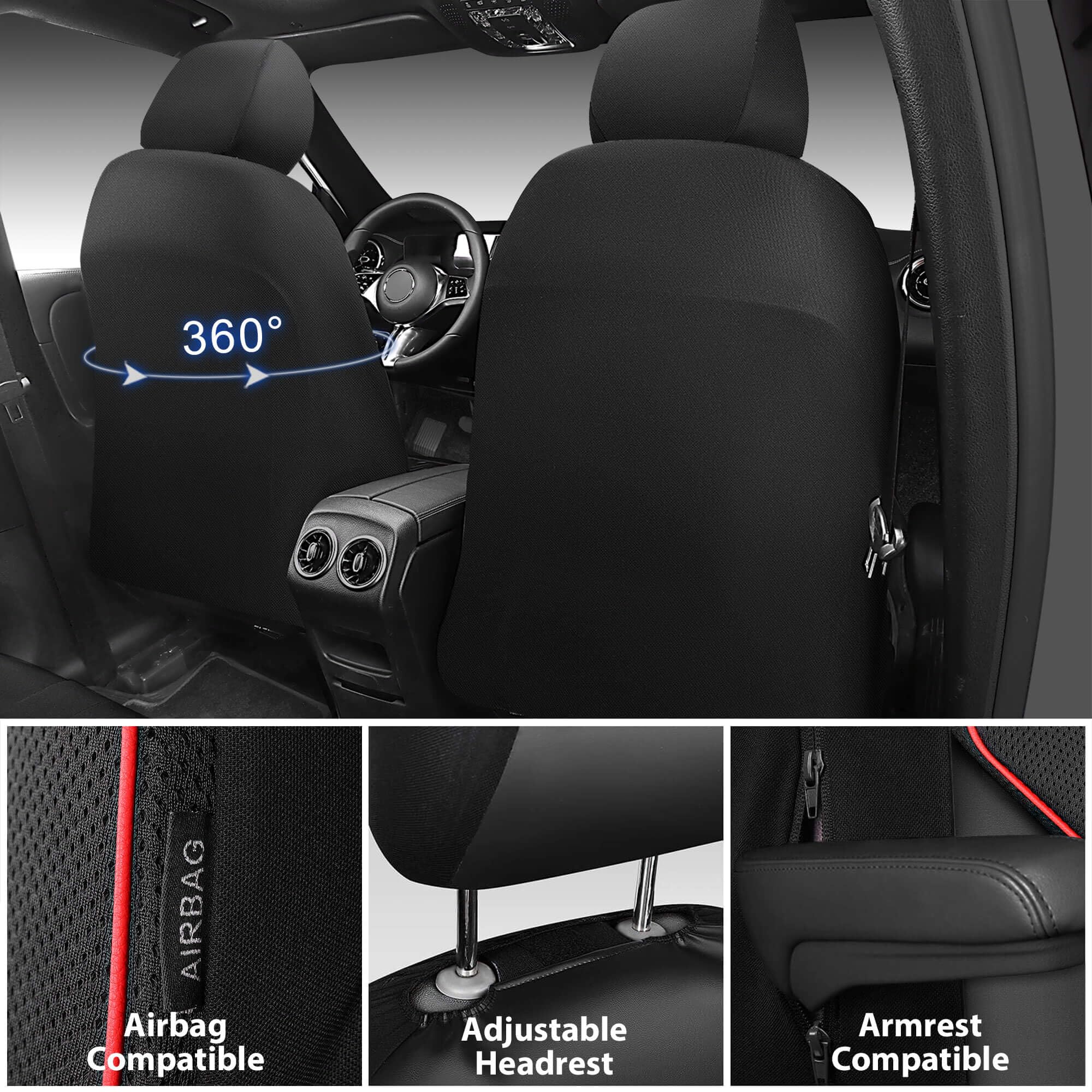 CAR PASS 3D Foam Mesh Leather Car Seat Covers Front Seats Air Cool Mesh Front Seat Covers for — view 2