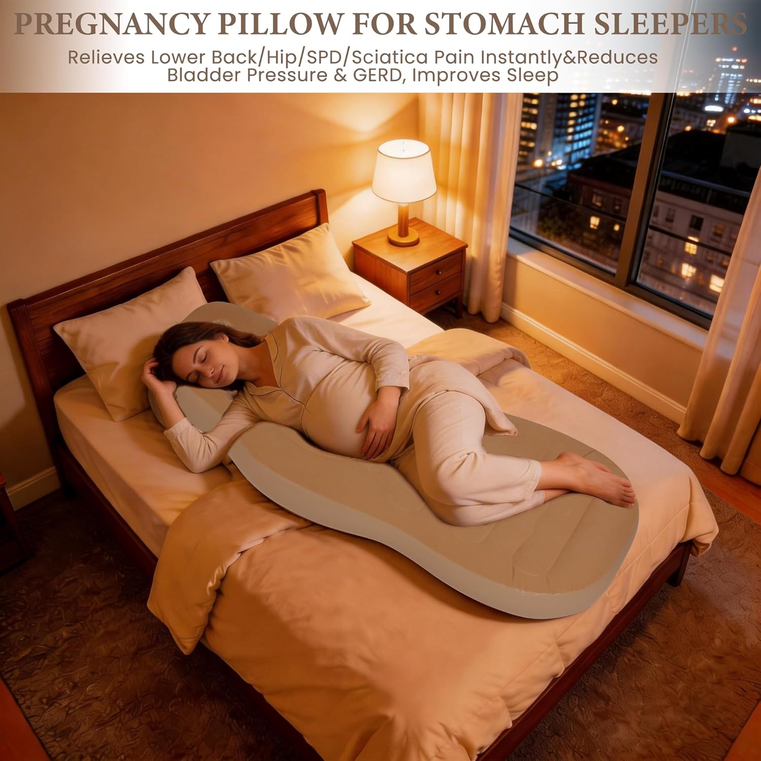 Inflatable Pregnancy Pillow with Belly & Head Hole, Prone Pregnancy Pillow for Stomach Sleepers, Pregnancy Mattress for Back & Hip Pain Relief, Portable for Massage - Gray