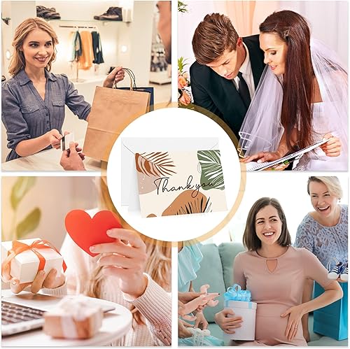 Miniatura 7 de Paquete de 24 tarjetas de agradecimiento bohemias con sobres y calcomanías, notas geométricas de agradecimiento, kit de tarjetas de felicitación