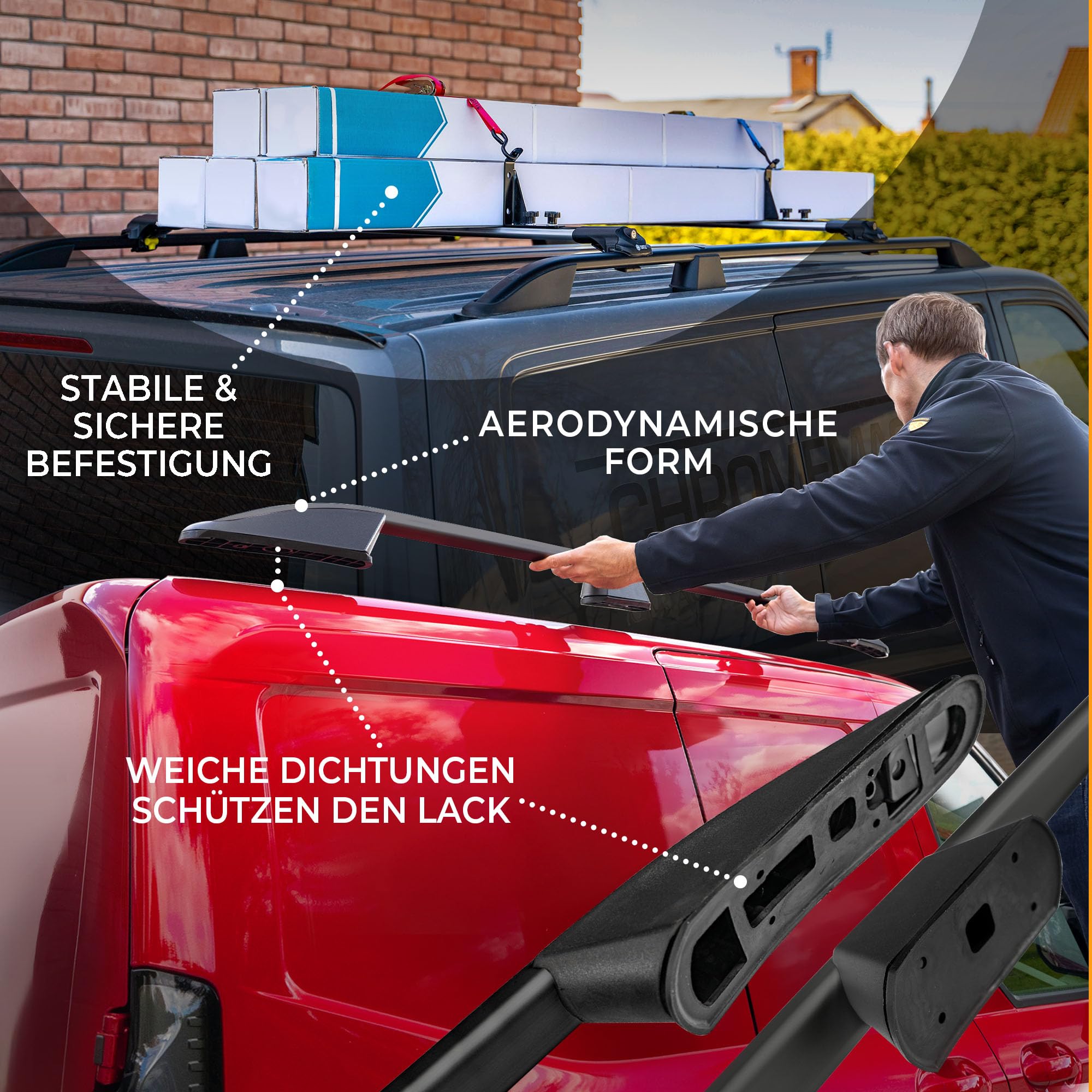 CHROMEMASTER | Dachrelinge Dachträger Kompatibel mit Mercedes EQT 2023+; Geeignet zur Montage von Dachträgern, Dachboxen und Fahrradträgern | Einfache und Schnelle Montage | Alu