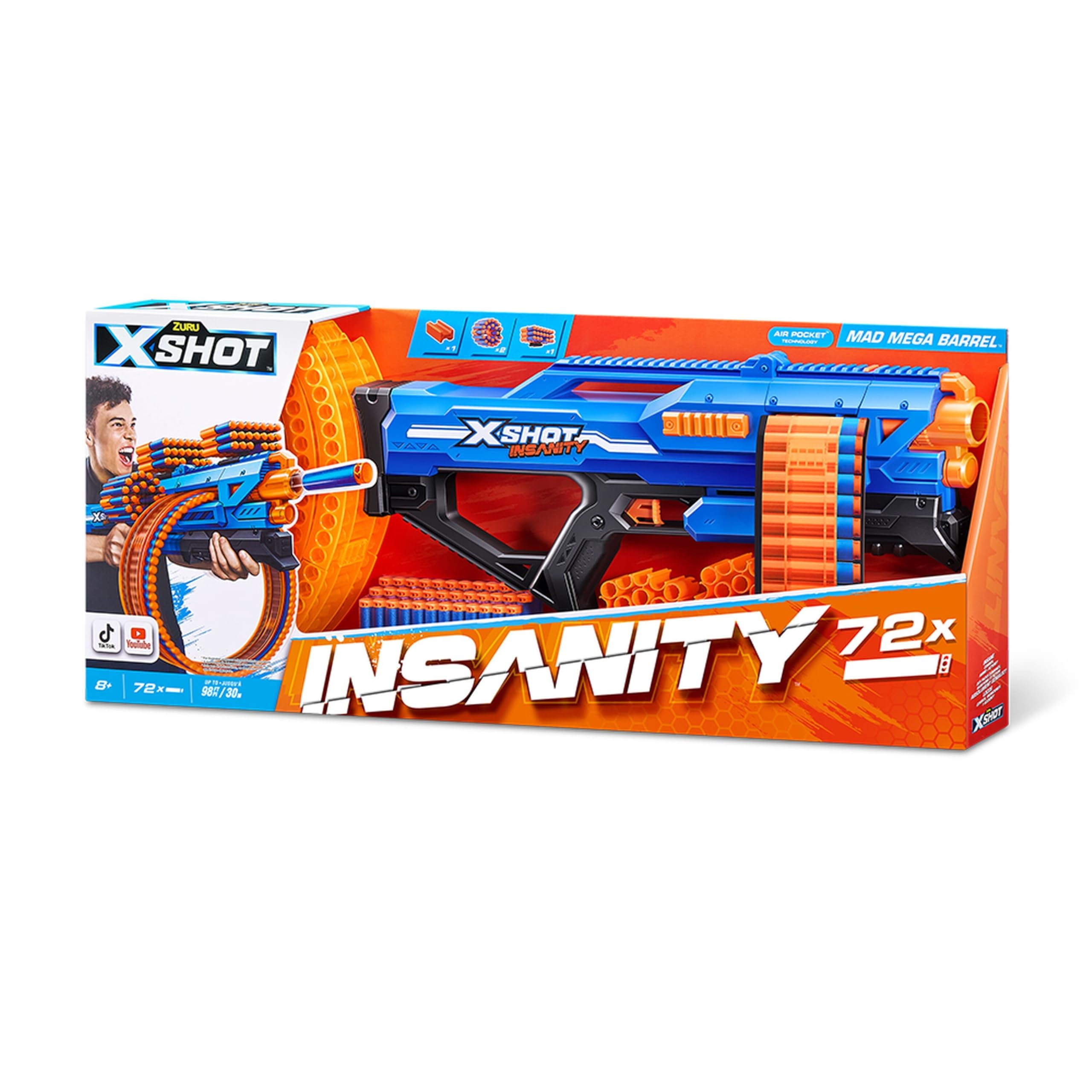 X-Shot Insanity Series 1 Mad Mega Barrel Blaster with 72 Darts