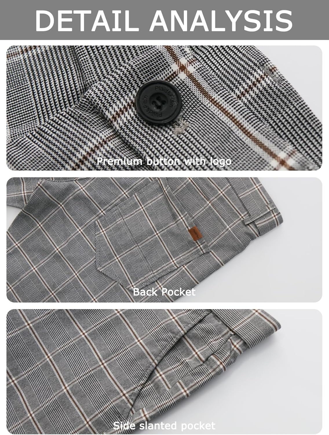 Plaid&Plain Men's Plaid Pants Skinny Dress Pants for Men Skinny Chino Pants Men - Image 6