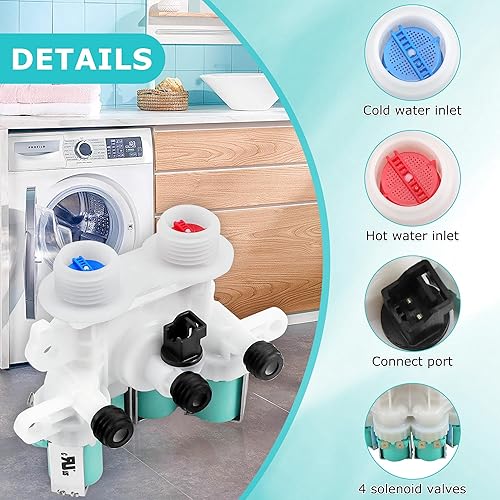 Miniatura 4 de W11096267 W11165546 Válvula de entrada de agua apta para Maytag Bravo XL Whirlpool Kenmore arandela piezas 33090105 W10758828 PS12348013 W11090105